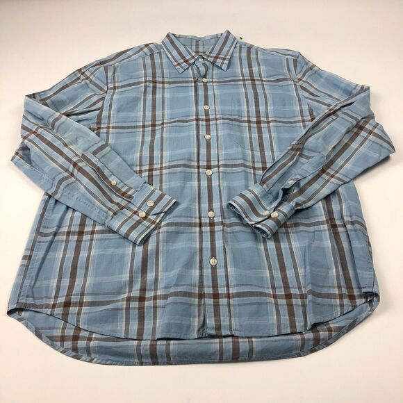 Eddie Bauer Medium Blue Cotton Mens Button Front Short Sleeve Casual Shirt - Picture 1 of 8